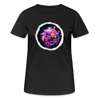 Bulles funky cosmiques - T-shirt respirant Femme - noir - Devant - AI Model Female 172 light (172cm)
