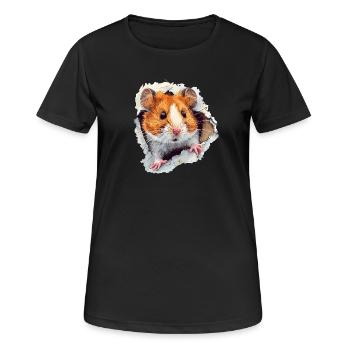 Hamster Hamster tête de hamster Hamster d’or Hamster nain - T-shirt respirant Femme - noir - Devant - AI Model Female 172 light (172cm)