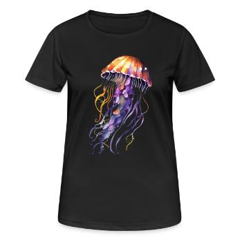 Qualle Aquarell - Frauen T-Shirt atmungsaktiv - Schwarz - Vorne - AI Model Female 172 light (172cm)