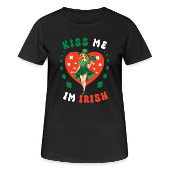 Embrasse-moi, je suis irlandaise - T-shirt respirant Femme - noir - Devant - AI Model Female 172 light (172cm)