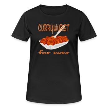 Currywurst ist Lecker - Frauen T-Shirt atmungsaktiv - Schwarz - Vorne - AI Model Female 172 light (172cm)