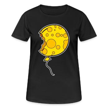 Cheese Balloon Balloon Motif - Women's Breathable T-Shirt - black - Front - AI Model Female 172 light (172cm)