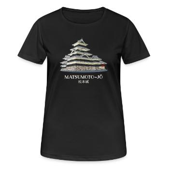 Matsumoto-jo Castle, Nagano, Japan Hand Drawing - Women's Breathable T-Shirt - black - Front - AI Model Female 172 light (172cm)
