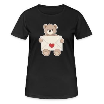 Teddybär mit Liebesbrief Herz Liebe - Frauen T-Shirt atmungsaktiv - Schwarz - Vorne - AI Model Female 172 light (172cm)