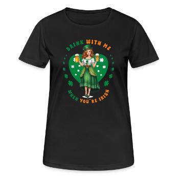 Trink mit mir wenn du Irish bist - Frauen T-Shirt atmungsaktiv - Schwarz - Vorne - AI Model Female 172 light (172cm)