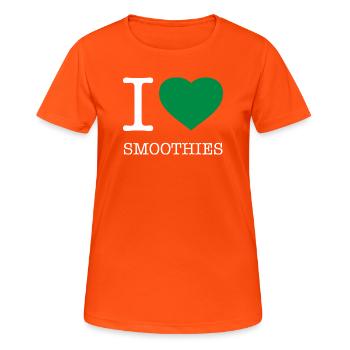 I LOVE SMOOTHIES - Women's Breathable T-Shirt - neon orange - Front - AI Model Female 172 dark (172cm)