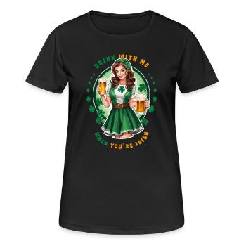 Trink mit mir wenn du Irish bist - Frauen T-Shirt atmungsaktiv - Schwarz - Vorne - AI Model Female 172 light (172cm)