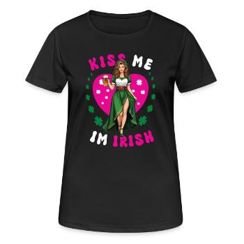 Embrasse-moi, je suis irlandaise - T-shirt respirant Femme - noir - Devant - AI Model Female 172 light (172cm)