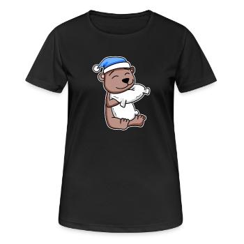Bär mit Kissen und Schlafmütze - Frauen T-Shirt atmungsaktiv - Schwarz - Vorne - AI Model Female 172 light (172cm)