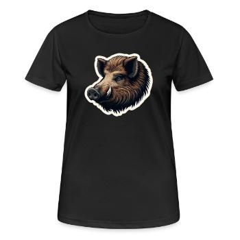 Wild boar - Frauen T-Shirt atmungsaktiv - Schwarz - Vorne - AI Model Female 172 light (172cm)