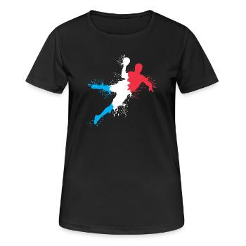 Handball Team Frankreich Handballer Explosion EM - Frauen T-Shirt atmungsaktiv - Schwarz - Vorne - AI Model Female 172 light (172cm)