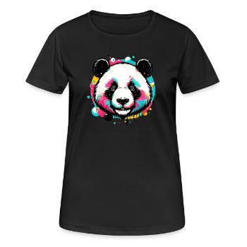 Panda - Frauen T-Shirt atmungsaktiv - Schwarz - Vorne - AI Model Female 172 light (172cm)