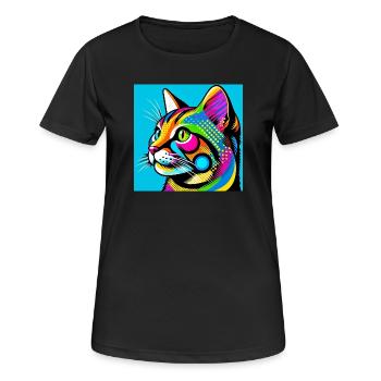 Chat Pop Art - T-shirt respirant Femme - noir - Devant - AI Model Female 172 light (172cm)