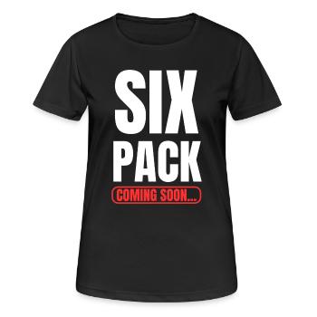 Six Pack coming soon! Fitness Motivation Sport - Frauen T-Shirt atmungsaktiv - Schwarz - Vorne - AI Model Female 172 light (172cm)