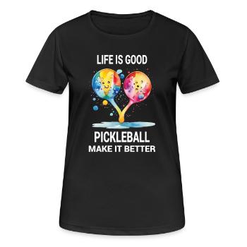 Das Leben ist gut. Pickleball mach's besser - Frauen T-Shirt atmungsaktiv - Schwarz - Vorne - AI Model Female 172 light (172cm)