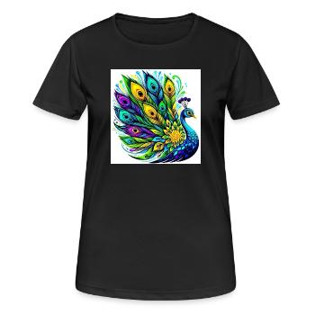 Pfau - Frauen T-Shirt atmungsaktiv - Schwarz - Vorne - AI Model Female 172 light (172cm)