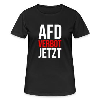 AFD VERBOT JETZT - Frauen T-Shirt atmungsaktiv - Schwarz - Vorne - AI Model Female 172 light (172cm)