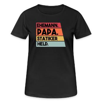 Mari, Papa, Ingénieur en structure, Héros - T-shirt respirant Femme - noir - Devant - AI Model Female 172 light (172cm)