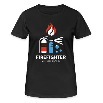L’association des pompiers est plus qu’une passion - T-shirt respirant Femme - noir - Devant - AI Model Female 172 light (172cm)