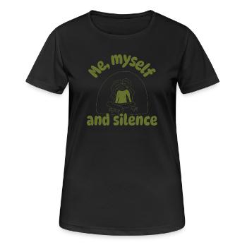Me, myself and silence - Frauen T-Shirt atmungsaktiv - Schwarz - Vorne - AI Model Female 172 light (172cm)