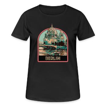 Blick auf den Berliner Dom und die Spree - Frauen T-Shirt atmungsaktiv - Schwarz - Vorne - AI Model Female 172 light (172cm)
