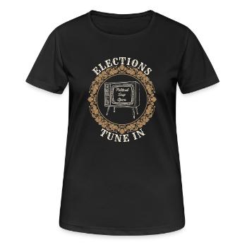 Retro-Wahl-TV-Satire - Frauen T-Shirt atmungsaktiv - Schwarz - Vorne - AI Model Female 172 light (172cm)