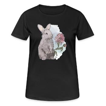 Veganuary 2024 Kaninchen - Frauen T-Shirt atmungsaktiv - Schwarz - Vorne - AI Model Female 172 light (172cm)