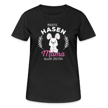 Beste Hasen Mama Süßes Kaninchen Häschen Spruch - Frauen T-Shirt atmungsaktiv - Schwarz - Vorne - AI Model Female 172 light (172cm)