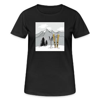 Skiing in winter in the mountains - Women's Breathable T-Shirt - black - Front - AI Model Female 172 light (172cm)