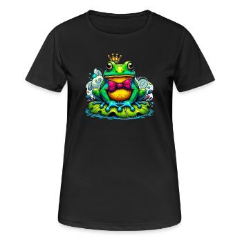 Grenouille à la couronne du roi - T-shirt respirant Femme - noir - Devant - AI Model Female 172 light (172cm)