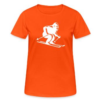 Monkey Gorilla Chimpanzee Ski Silhouette Design - Women's Breathable T-Shirt - neon orange - Front - AI Model Female 172 dark (172cm)
