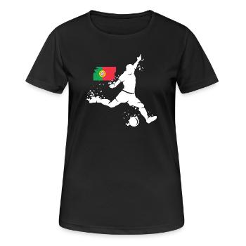 Icône du joueur de football Blast Portugal - T-shirt respirant Femme - noir - Devant - AI Model Female 172 light (172cm)