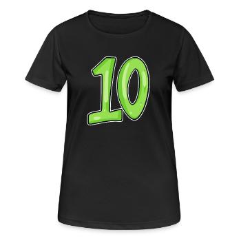 Dix numéros 10 Nombre - T-shirt respirant Femme - noir - Devant - AI Model Female 172 light (172cm)