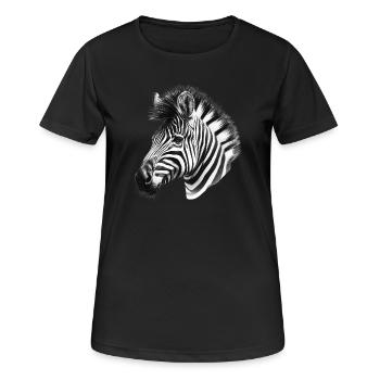 Zebra - Frauen T-Shirt atmungsaktiv - Schwarz - Vorne - AI Model Female 172 light (172cm)