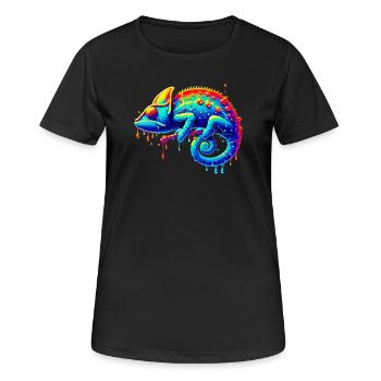 Chamäleon - Frauen T-Shirt atmungsaktiv - Schwarz - Vorne - AI Model Female 172 light (172cm)