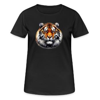 Tiger - Frauen T-Shirt atmungsaktiv - Schwarz - Vorne - AI Model Female 172 light (172cm)