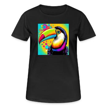 Tukan Pop Art - Frauen T-Shirt atmungsaktiv - Schwarz - Vorne - AI Model Female 172 light (172cm)