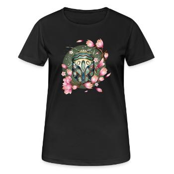 exotisches afrikanisches Krabbeltier mit Magnolien - Frauen T-Shirt atmungsaktiv - Schwarz - Vorne - AI Model Female 172 light (172cm)