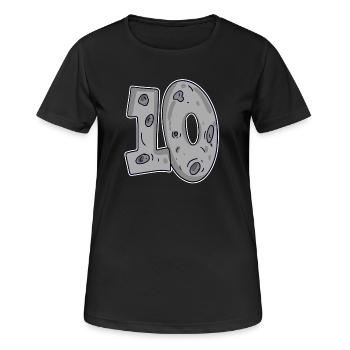 Mond Zehn 10 Nummer Zahl - Frauen T-Shirt atmungsaktiv - Schwarz - Vorne - AI Model Female 172 light (172cm)