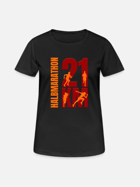 21 KM - Halbmarathon - Frauen T-Shirt atmungsaktiv - Schwarz