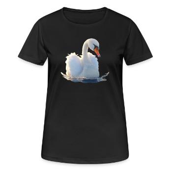 Cygne muet Cygne Oie Canard Cygne Cygne blanc - T-shirt respirant Femme - noir - Devant - AI Model Female 172 light (172cm)