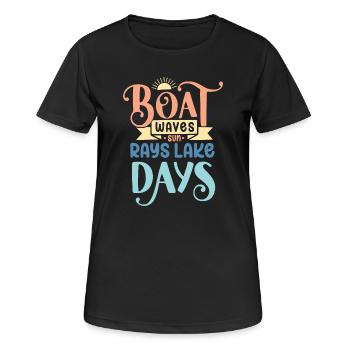 Boat Waves Sun Rays Lake Days - Women's Breathable T-Shirt - black - Front - AI Model Female 172 light (172cm)