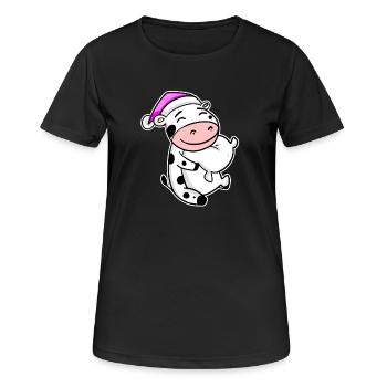 Cow Tired Sleeping Sleeping Girl - Women's Breathable T-Shirt - black - Front - AI Model Female 172 light (172cm)
