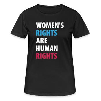 Frauenrechte sind Menschenrechte - Frauen T-Shirt atmungsaktiv - Schwarz - Vorne - AI Model Female 172 light (172cm)
