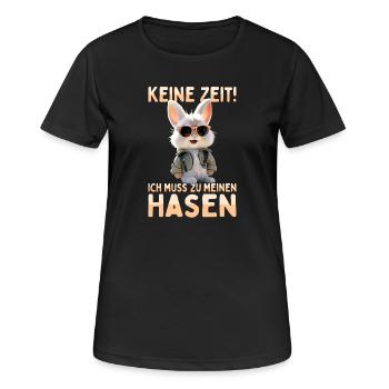 Hase Kaninchen Bunny Ich Muss Zu Meinen Hasen - Frauen T-Shirt atmungsaktiv - Schwarz - Vorne - AI Model Female 172 light (172cm)