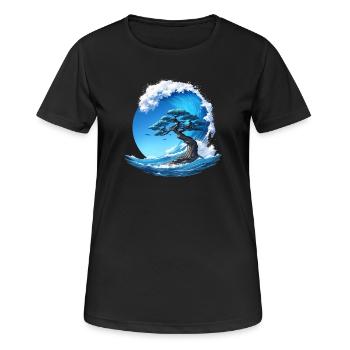 A tree under a wave - Women's Breathable T-Shirt - black - Front - AI Model Female 172 light (172cm)