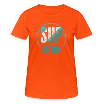 SCHLÜRFEN - Frauen T-Shirt atmungsaktiv - Neonorange - Vorne - AI Model Female 172 dark (172cm)