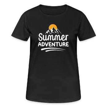 Sommer-Abenteuer - Frauen T-Shirt atmungsaktiv - Schwarz - Vorne - AI Model Female 172 light (172cm)