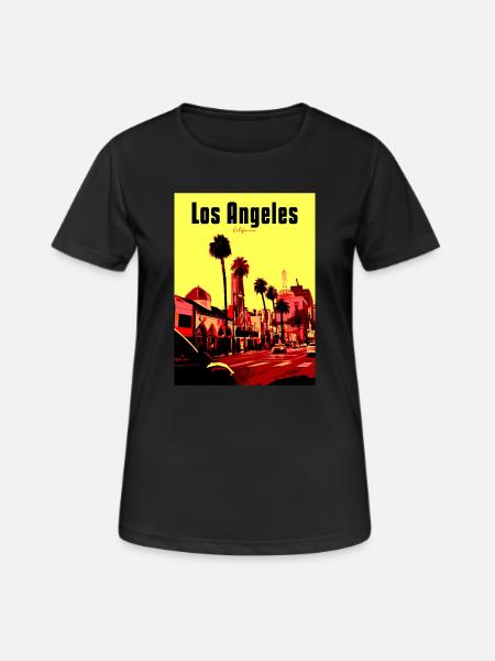 Los Angeles PopArt Street Scene - Women's Breathable T-Shirt - black