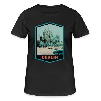Illustration Dom des Berliner Doms - Frauen T-Shirt atmungsaktiv - Schwarz - Vorne - AI Model Female 172 light (172cm)